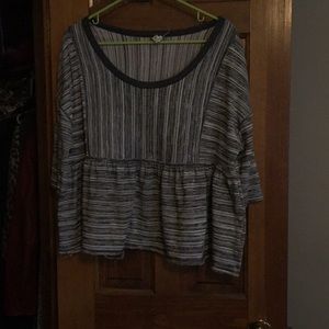 Grey cream striped free people knit